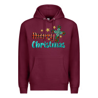 Burgundy merry christmas turquoise gemstones cross Premium Hoodie - BarkalooDesign