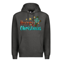 Charcoal Heather merry christmas turquoise gemstones cross Premium Hoodie - BarkalooDesign