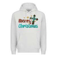 Dove Grey merry christmas turquoise gemstones cross Premium Hoodie - BarkalooDesign