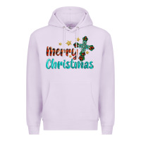 Lilac merry christmas turquoise gemstones cross Premium Hoodie - BarkalooDesign