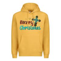 Mustard merry christmas turquoise gemstones cross Premium Hoodie - BarkalooDesign