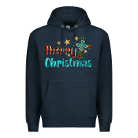 Navy merry christmas turquoise gemstones cross Premium Hoodie - BarkalooDesign