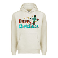 Oatmeal Heather merry christmas turquoise gemstones cross Premium Hoodie - BarkalooDesign