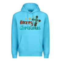 Ocean Blue merry christmas turquoise gemstones cross Premium Hoodie - BarkalooDesign