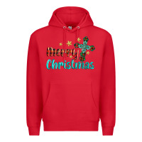 Red merry christmas turquoise gemstones cross Premium Hoodie - BarkalooDesign