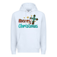 White merry christmas turquoise gemstones cross Premium Hoodie - BarkalooDesign