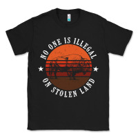 Black no one is illegal on stolen land 4th of july bison Classic Tee - linhVisuals