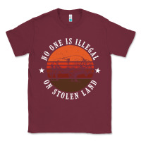 Burgundy no one is illegal on stolen land 4th of july bison Classic Tee - linhVisuals