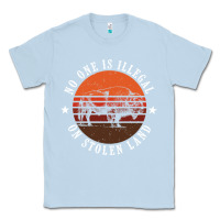Dusty Blue no one is illegal on stolen land 4th of july bison Classic Tee - linhVisuals
