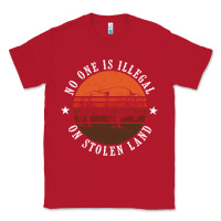 Red no one is illegal on stolen land 4th of july bison Classic Tee - linhVisuals