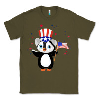 Army Green penguin american 4th of july penguin american flag Classic Tee - linhVisuals