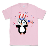 Bubblegum Pink penguin american 4th of july penguin american flag Classic Tee - linhVisuals