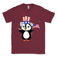 Burgundy penguin american 4th of july penguin american flag Classic Tee - linhVisuals