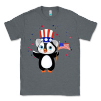 Charcoal Heather penguin american 4th of july penguin american flag Classic Tee - linhVisuals