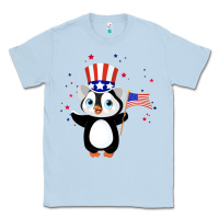 Dusty Blue penguin american 4th of july penguin american flag Classic Tee - linhVisuals