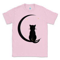 Bubblegum Pink womens double moon cat Classic Tee - linhVisuals