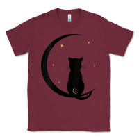 Burgundy womens double moon cat Classic Tee - linhVisuals