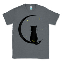 Charcoal Heather womens double moon cat Classic Tee - linhVisuals