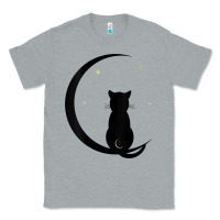 Heather Grey womens double moon cat Classic Tee - linhVisuals