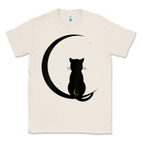 Natural womens double moon cat Classic Tee - linhVisuals