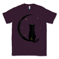 Plum womens double moon cat Classic Tee - linhVisuals