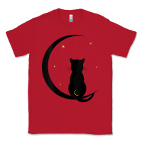 Red womens double moon cat Classic Tee - linhVisuals