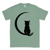 Sage womens double moon cat Classic Tee - linhVisuals
