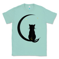 Seafoam womens double moon cat Classic Tee - linhVisuals