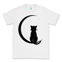 White womens double moon cat Classic Tee - linhVisuals