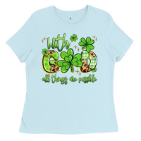 Baby Blue with god all things are possible Ladies Tee - Artiststas