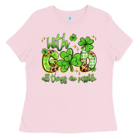 Bubblegum Pink with god all things are possible Ladies Tee - Artiststas