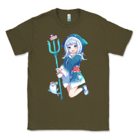 Army Green Gawr Gura Classic Tee - linhVisuals