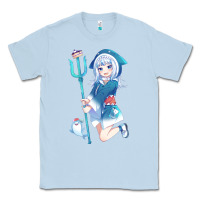 Dusty Blue Gawr Gura Classic Tee - linhVisuals
