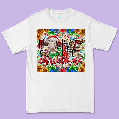 Love Christmas Cow Premium Tee Designed By Cowhidedigitalart