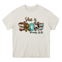 Cream She Is Strong Proverbs 31 25 Heavy Core Tee - FaDigitalArtStudio