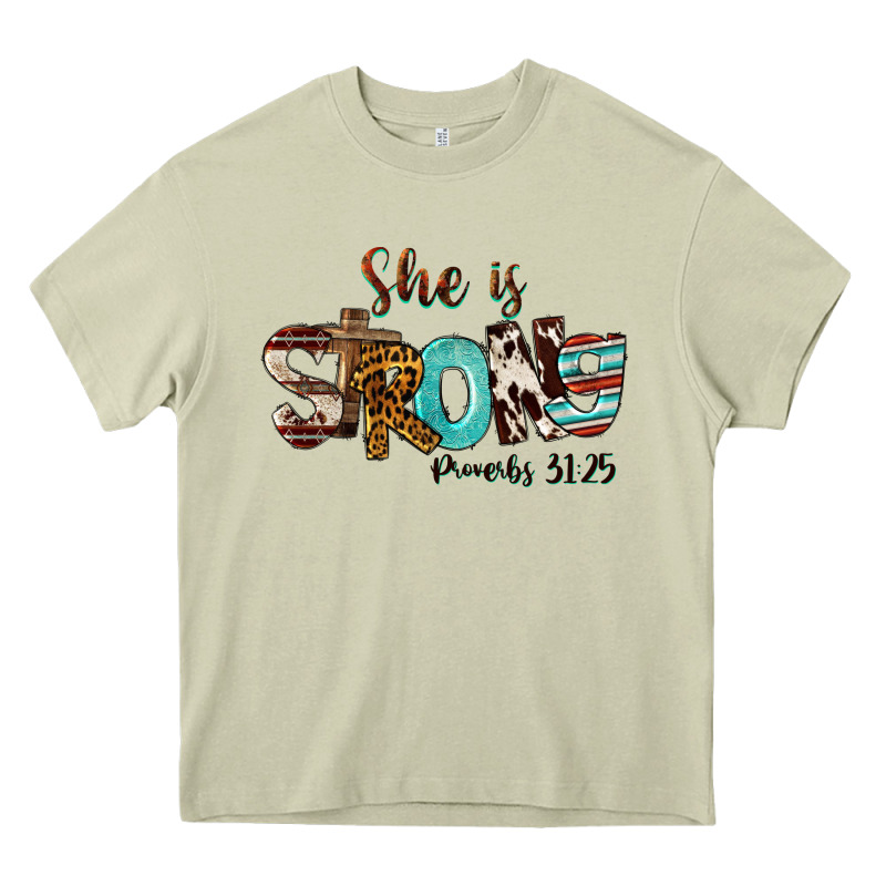 She Is Strong Proverbs 31 25 Heavy Core Tee by FaDigitalArtStudio | Teevron