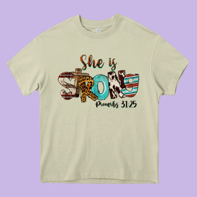 She Is Strong Proverbs 31 25 Heavy Core Tee Designed By Fadigitalartstudio