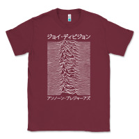 Burgundy JOY DIVISION - UNKNOWN PLEASURES - JAPANESE Classic Tee - linhVisuals