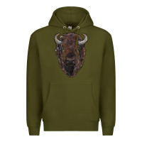 Army Green american bison Premium Hoodie - RanaPortraitStore