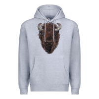 Heather Grey american bison Premium Hoodie - RanaPortraitStore