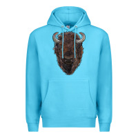 Ocean Blue american bison Premium Hoodie - RanaPortraitStore