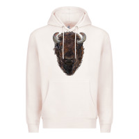 Pale Pink american bison Premium Hoodie - RanaPortraitStore