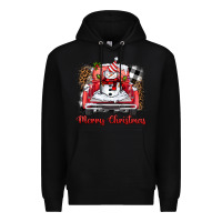 Black merry christmas truck snowman Premium Hoodie - BarkalooDesign