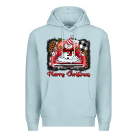 Blue Mist merry christmas truck snowman Premium Hoodie - BarkalooDesign