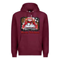 Burgundy merry christmas truck snowman Premium Hoodie - BarkalooDesign