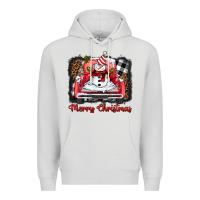 Dove Grey merry christmas truck snowman Premium Hoodie - BarkalooDesign
