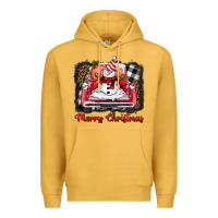 Mustard merry christmas truck snowman Premium Hoodie - BarkalooDesign
