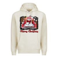 Oatmeal Heather merry christmas truck snowman Premium Hoodie - BarkalooDesign