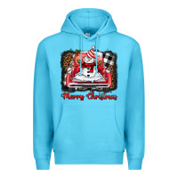 Ocean Blue merry christmas truck snowman Premium Hoodie - BarkalooDesign