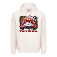 Pale Pink merry christmas truck snowman Premium Hoodie - BarkalooDesign